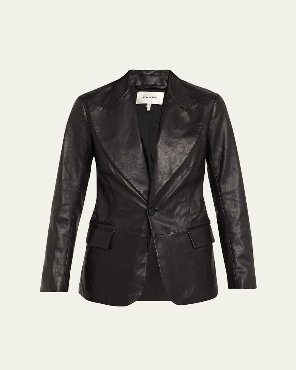 The Peak Lapel Leather Blazer
